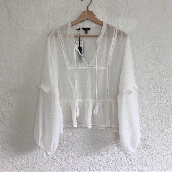 Buffalo David Bitton Tops - BUFFALO ON POINT BLOUSE WITH RUFFLE SLEEVES